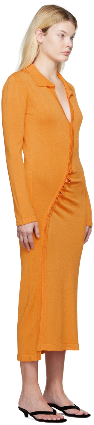 Olēnich Orange Gathered Midi Dress