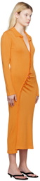 Olēnich Orange Gathered Midi Dress