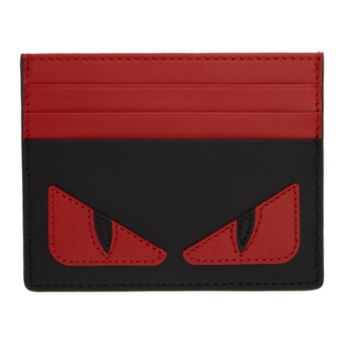 Fendi Red and Black Bag Bugs Card Holder Fendi