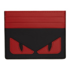 Fendi Red and Black Bag Bugs Card Holder
