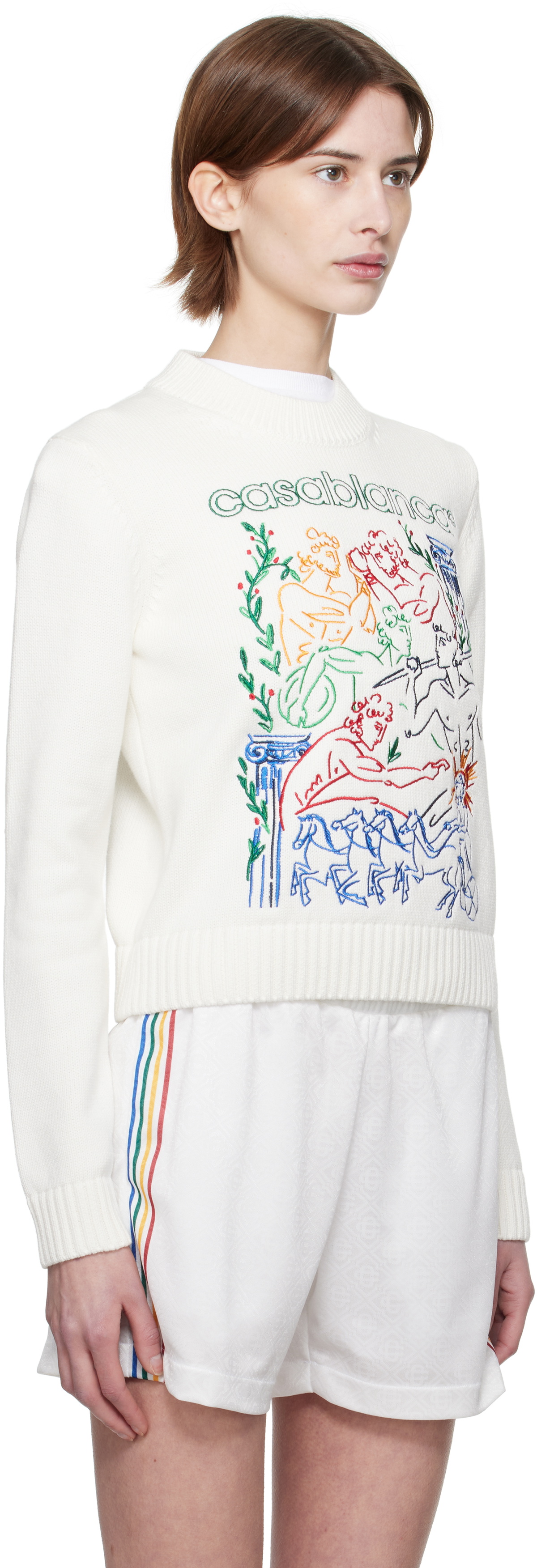Casablanca White Embroidered Sweater