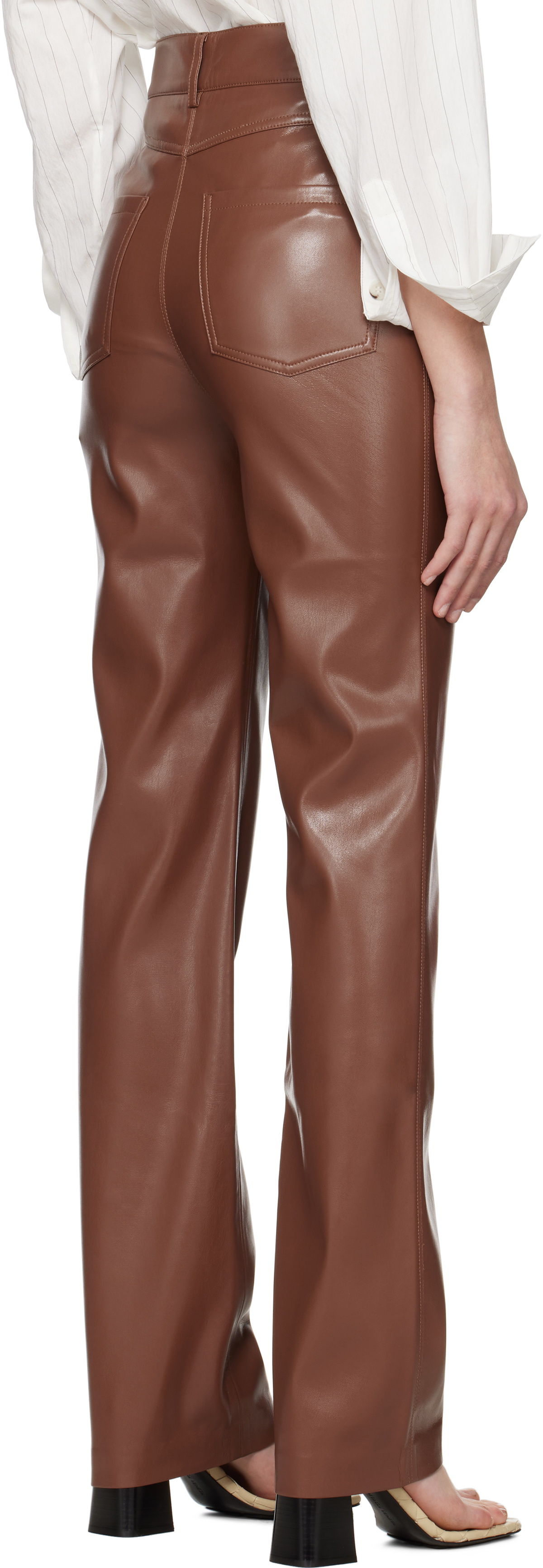 Nanushka Brown Jacoba Vegan Leather Pants