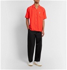 AMI - Camp-Collar Logo-Embroidered Woven Shirt - Red