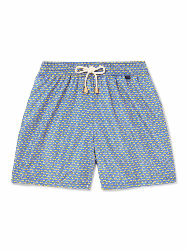 Photo: Rubinacci - Straight-Leg Mid-Length Printed Swim Shorts - Blue