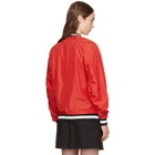Maison Kitsune Red Tricolor Fox Patch Bomber Jacket