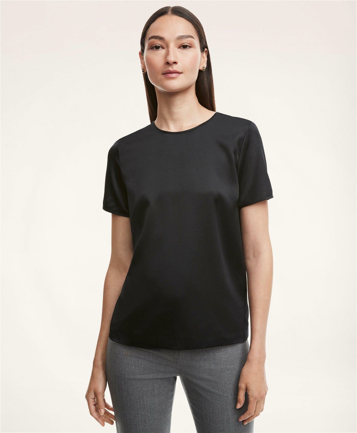 Photo: Brooks Brothers Women's Silk T-Shirt | Black