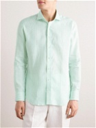 Thom Sweeney - Cutaway-Collar Striped Linen Shirt - Green