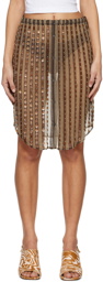 Dries Van Noten Brown & Beige Sequinned Midi Skirt