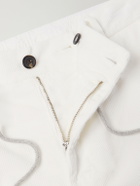 Eleventy - Straight-Leg Cotton-Blend Corduroy Drawstring Trousers - White