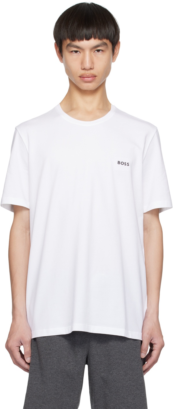 BOSS White Embroidered T-Shirt BOSS