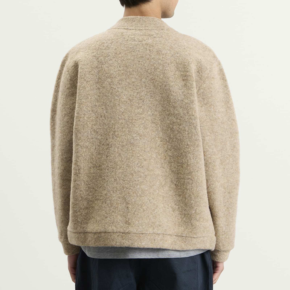 Universal Works Men's Wool Fleece Advance Cardigan in Fawn