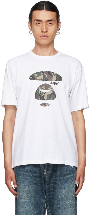 Photo: AAPE by A Bathing Ape White Camouflage Logo T-Shirt