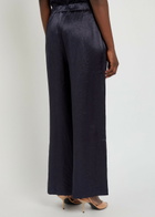 Eileen Fisher Crinkled Wide-leg Satin Trousers Dark Blue