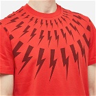 Neil Barrett Men's Fairisle Thunderbolt T-Shirt in Red/Burgundy