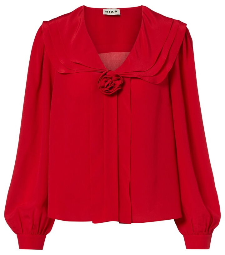 Photo: Rixo Emelin floral-appliqué silk blouse