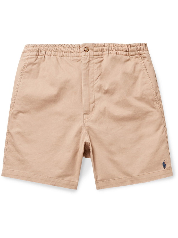 Photo: POLO RALPH LAUREN - Logo-Embroidered Cotton-Blend Twill Shorts - Neutrals