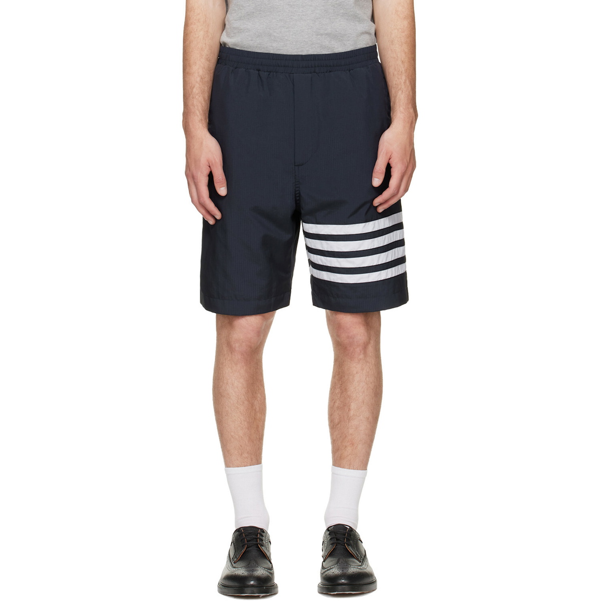 Thom Browne Navy Ripstop 4-Bar Track Shorts