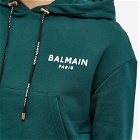 Balmain Women's Flock Logo Crop Hoodie in Green