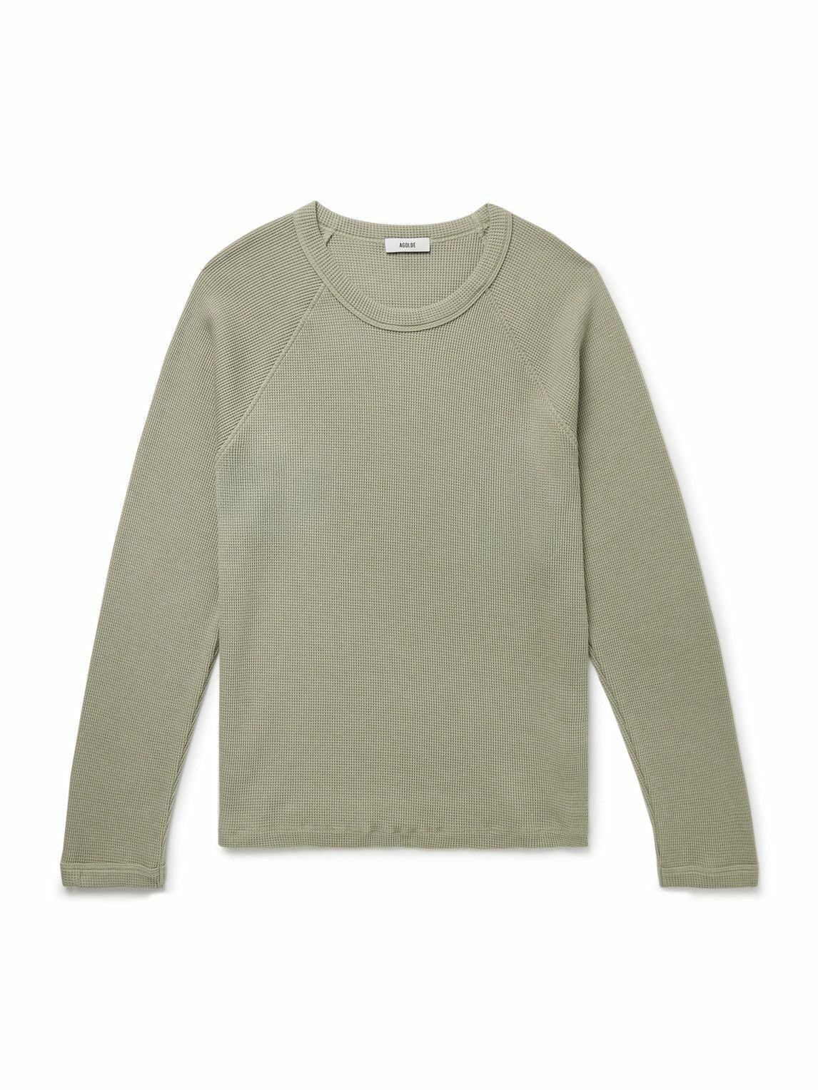 AGOLDE - Payson Waffle-Knit Cotton-Blend T-Shirt - Green