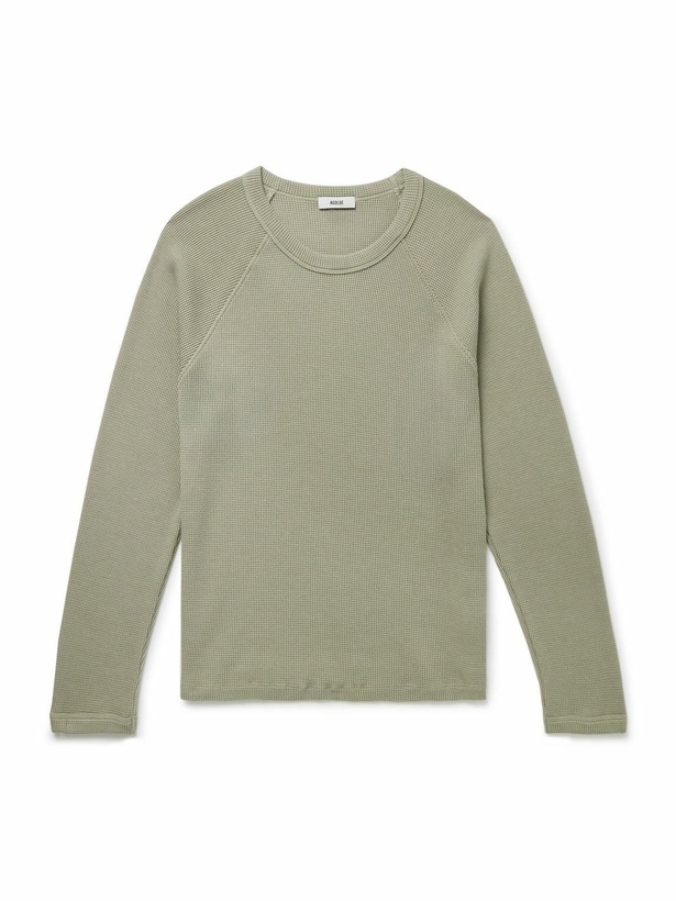 Photo: AGOLDE - Payson Waffle-Knit Cotton-Blend T-Shirt - Green