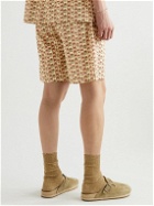 De Bonne Facture - Wide-Leg Printed Cotton-Voile Drawstring Shorts - Neutrals