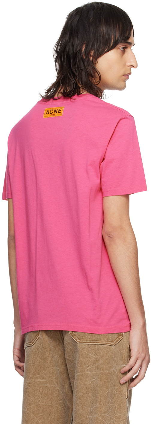【関税込み】Acne Studios ピンク グラフィックTシャツ Acne Studios logo-print Distressed T-shirt | Pink | FARFETCH EG
