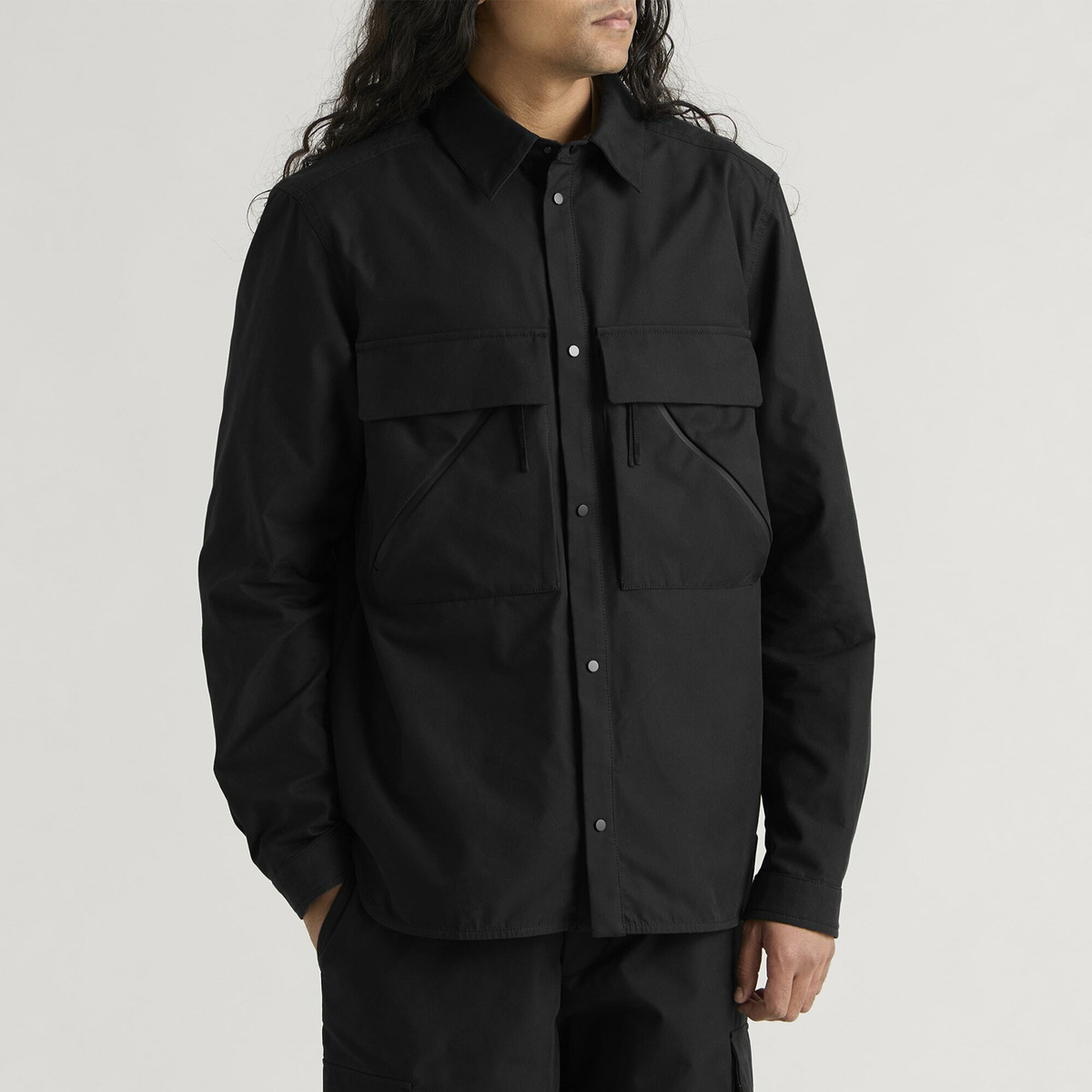 Moncler Men's Brushed Cotton Cargo Shirt in Black