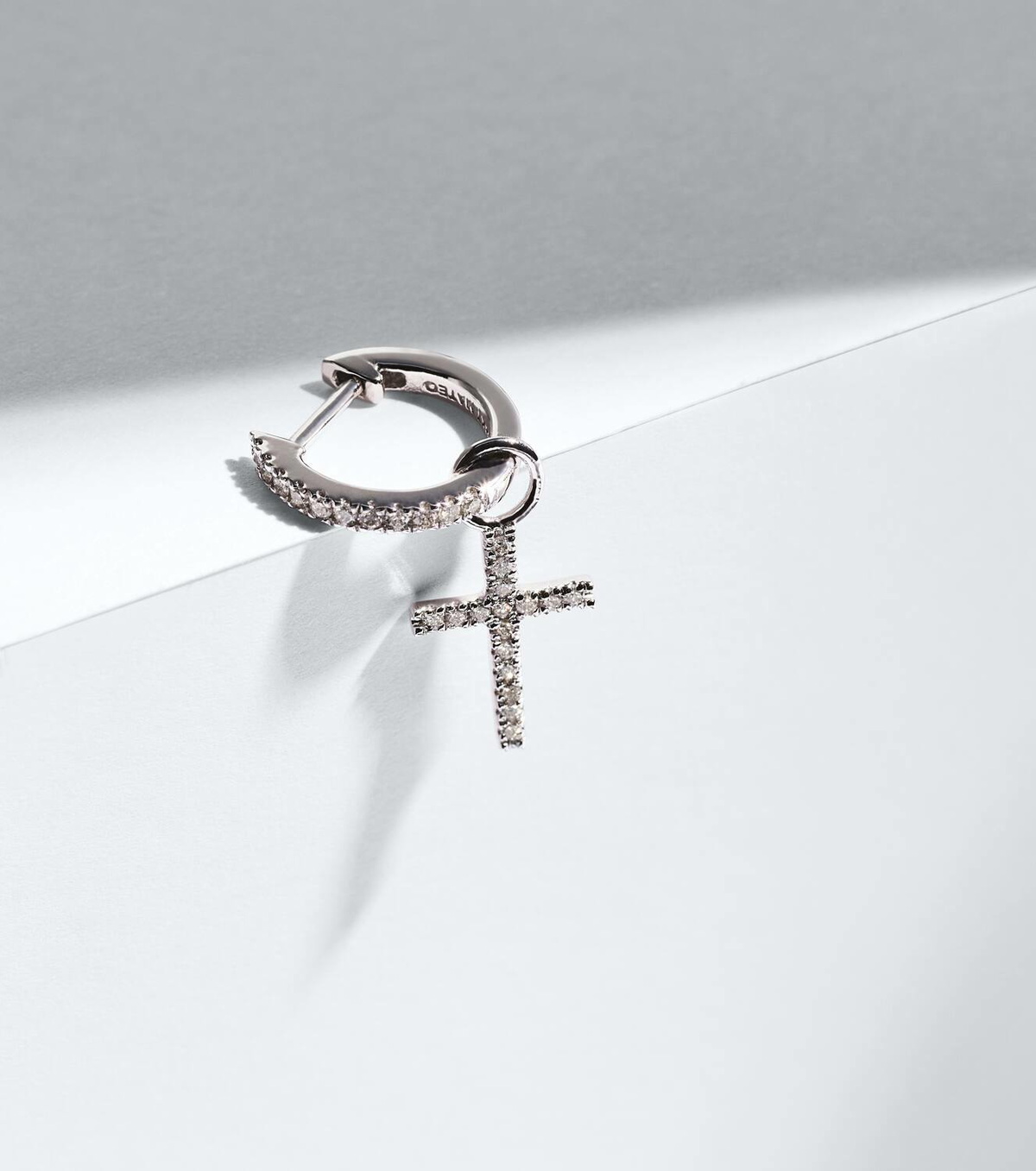 Mateo 14kt white gold single hoop earring with diamonds