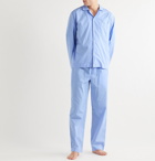 TEKLA - Camp-Collar Organic Cotton-Poplin Pyjama Shirt - Blue