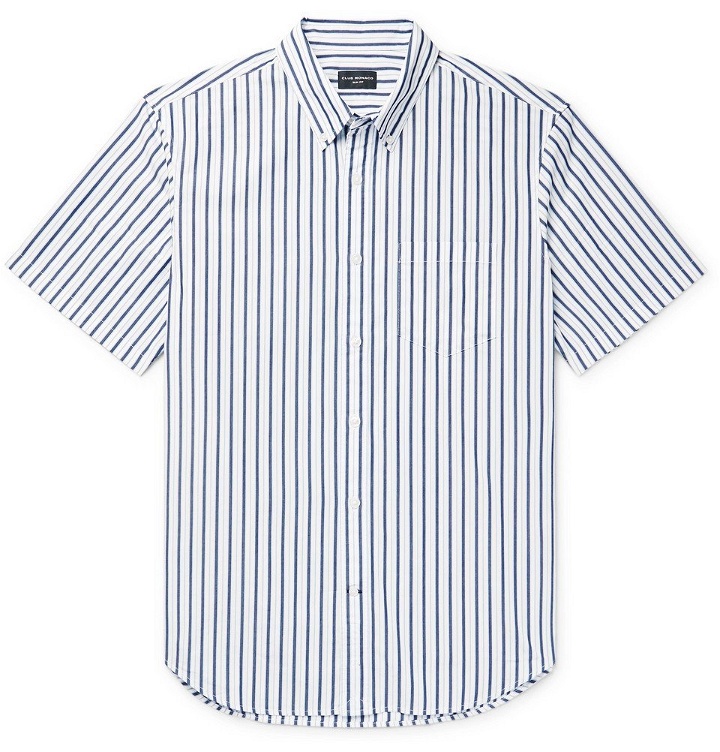 Photo: Club Monaco - Slim-Fit Button-Down Collar Striped Cotton-Poplin Shirt - White