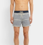 Atalaye - Majolian Mid-Length Striped Swim Shorts - Blue