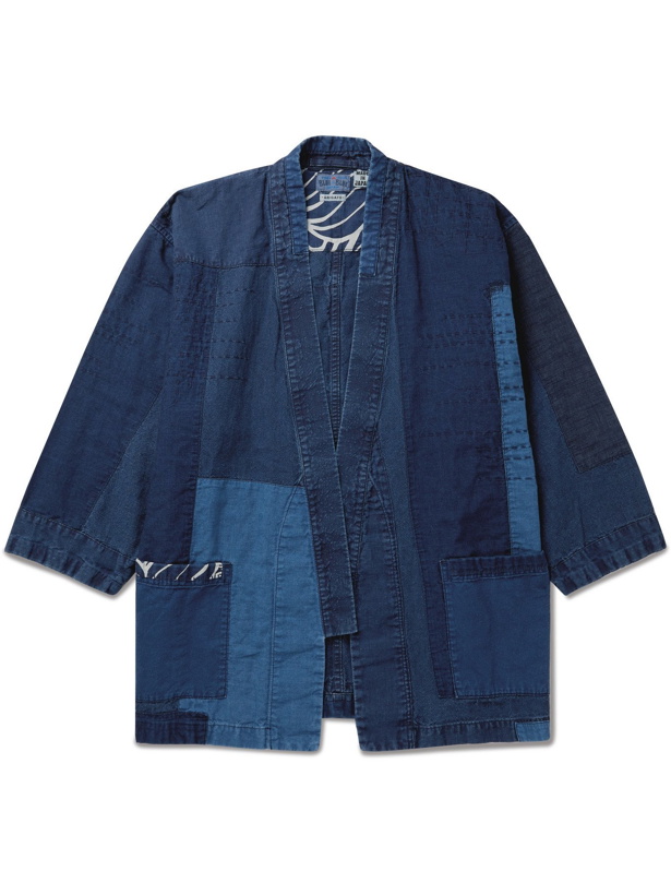 Photo: BLUE BLUE JAPAN - Patchwork Indigo-Dyed Linen Jacket - Blue - M