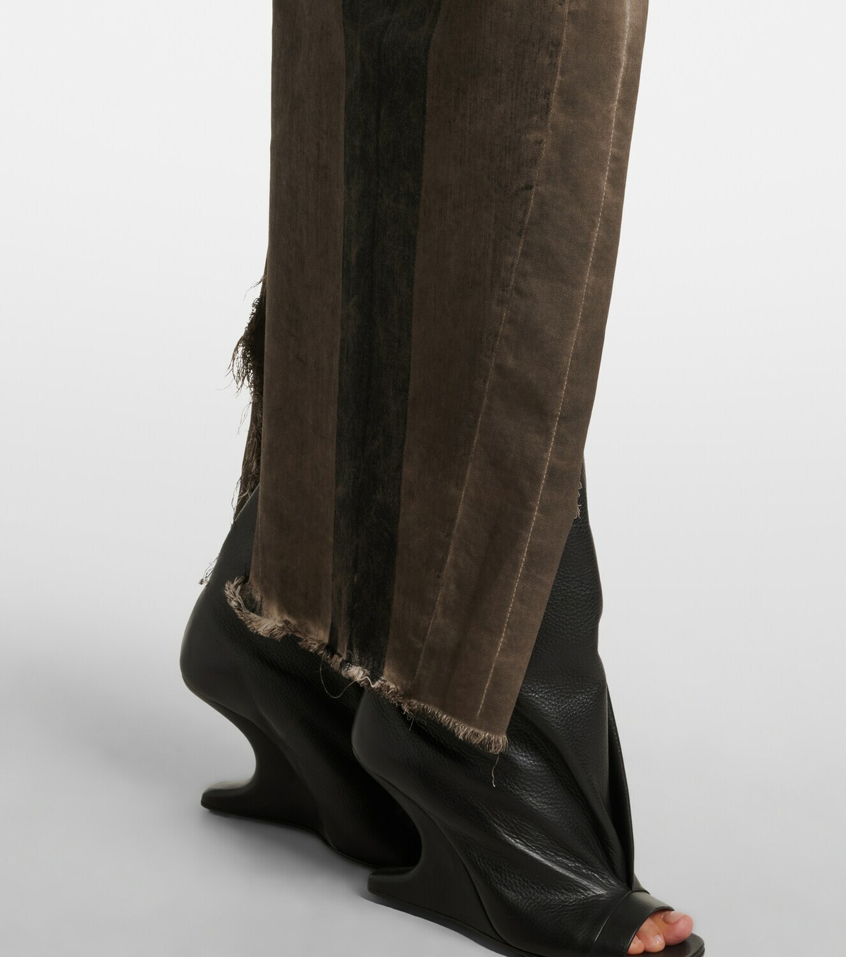 Rick Owens Sliced distressed denim midi skirt