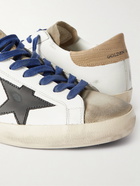 Golden Goose - Superstar Distressed Leather Upper Suede Sneakers - White