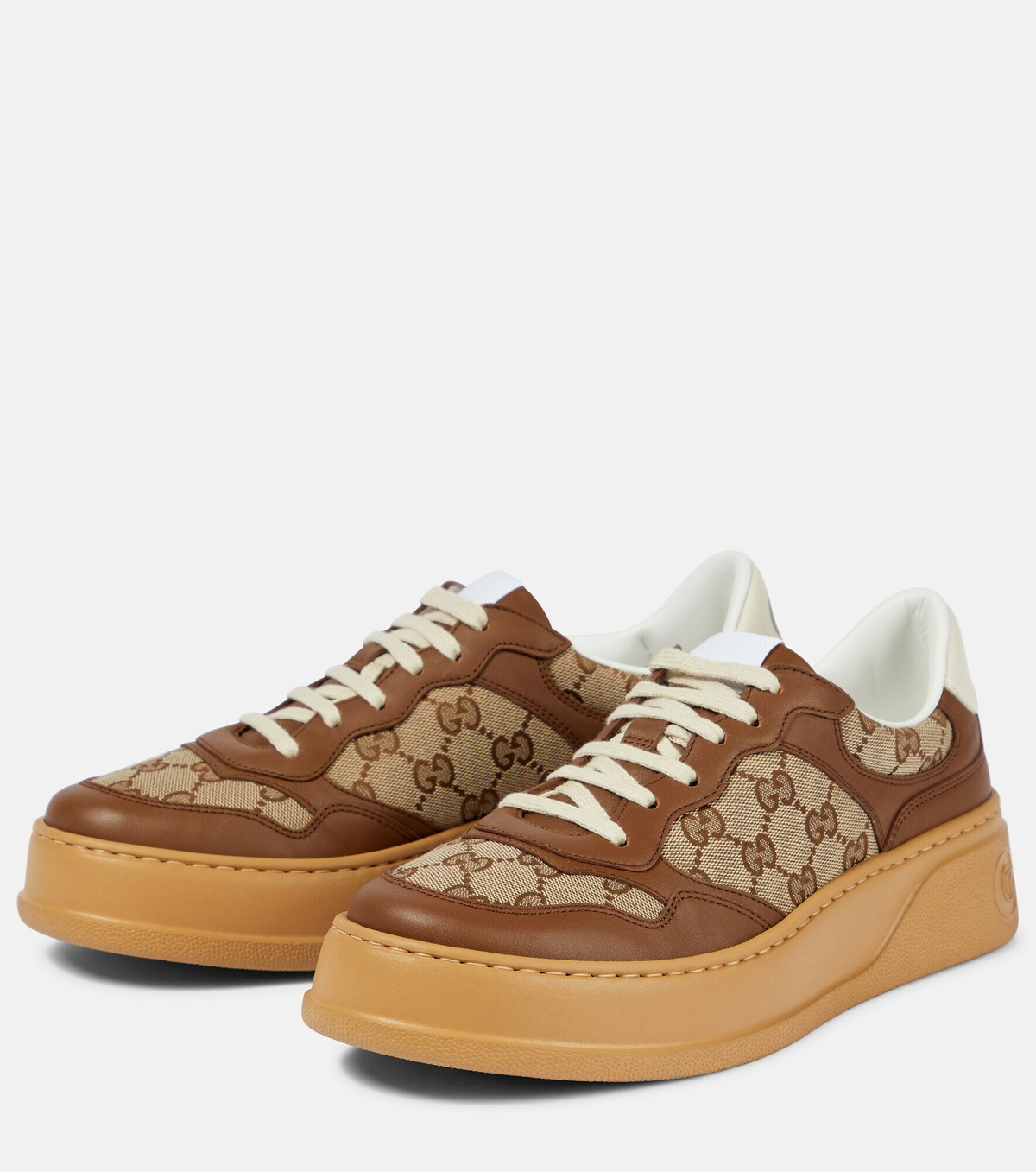 Gucci - GG Canvas leather-trimmed sneakers