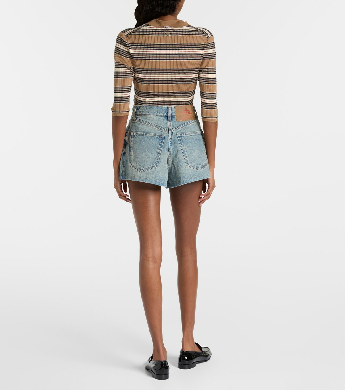 Prada High-rise denim shorts