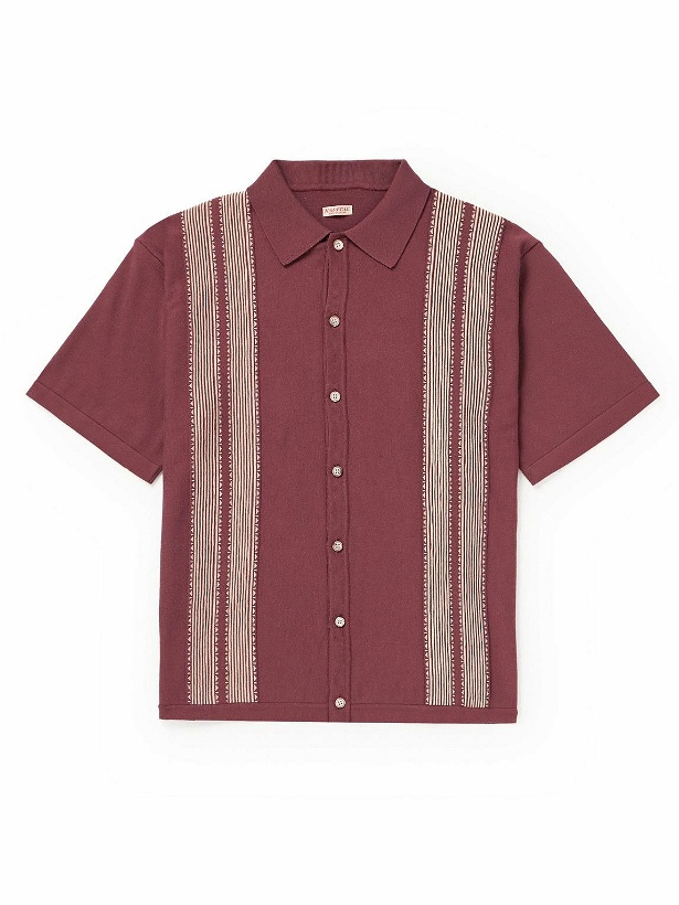 Photo: KAPITAL - Tennessee Striped Cotton-Blend Jacquard Shirt - Burgundy