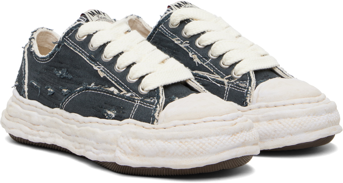 Maison MIHARA YASUHIRO Black 'Peterson23' OG Sole Ripped Overdye Canvas Sneakers