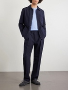 Altea - Straight-Leg Pleated Wool-Blend Seersucker Trousers - Blue