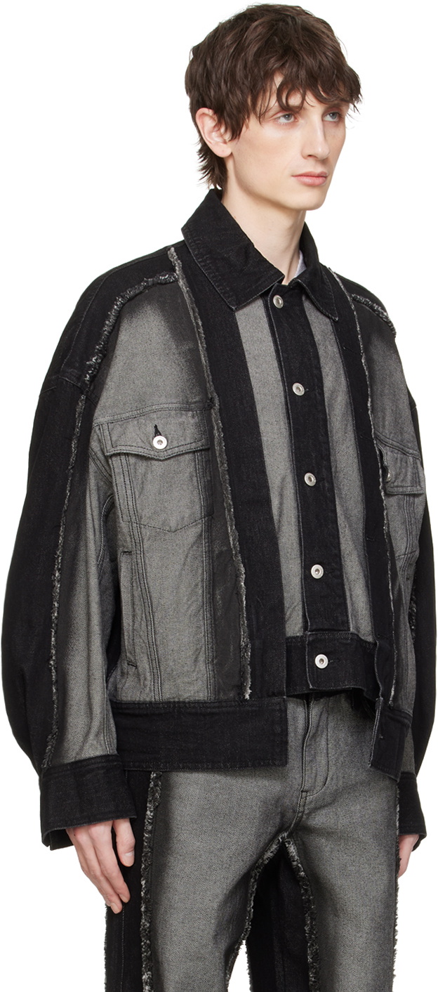 ジャケット・アウター FENG CHENG WANG PANELLED JACKET Feng Chen Wang Black Paneled Denim Jacket Feng Chen Wang