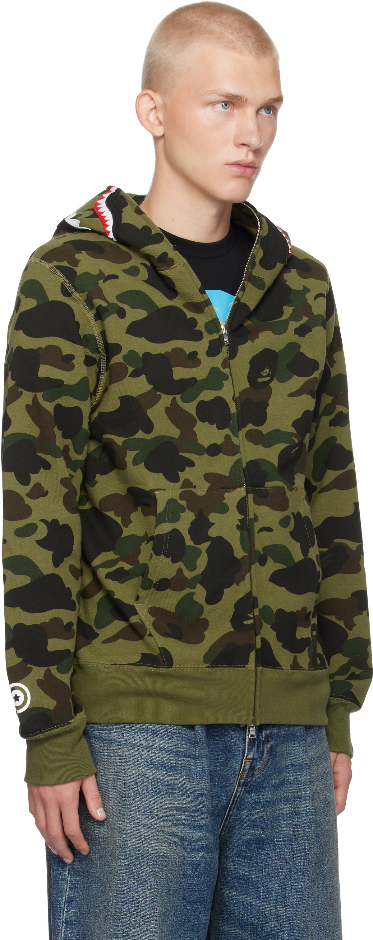 BAPE Green 1st Camo 2nd Shark Zip Hoodie A Bathing Ape BAPE Green 1st Camo 2nd Shark Zip Hoodie A Bathing Ape