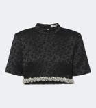 Simkhai Jalen embellished jacquard crop top