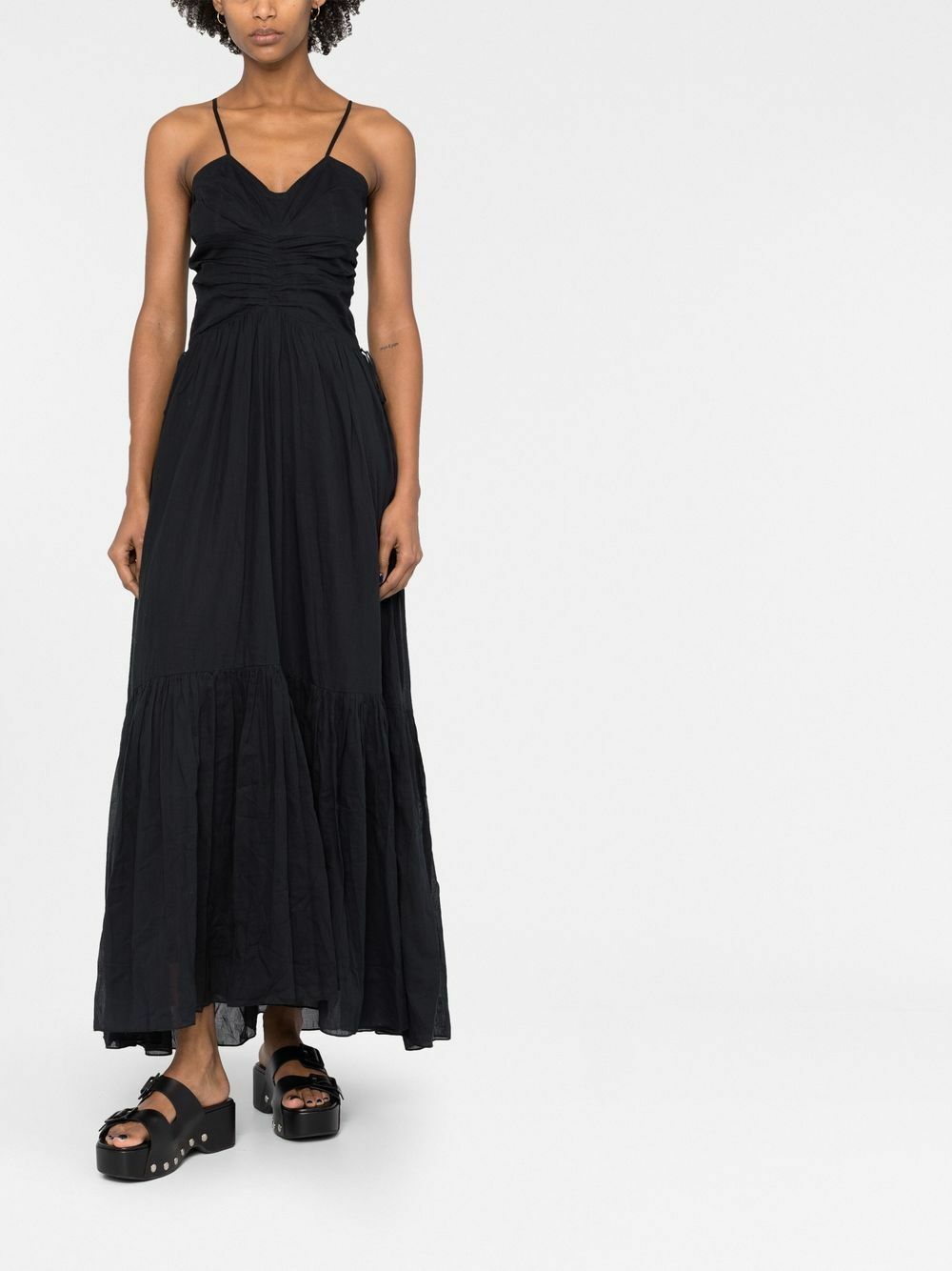 Robe Isabel Marant Étoile En Coton Froissé Kaki - Taille M (T2) - Occasion Très Bon état - Style évasé