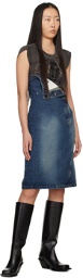lesugiatelier Blue Folded Denim Midi Skirt
