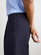 Altea - Straight-Leg Pleated Wool-Blend Seersucker Trousers - Blue