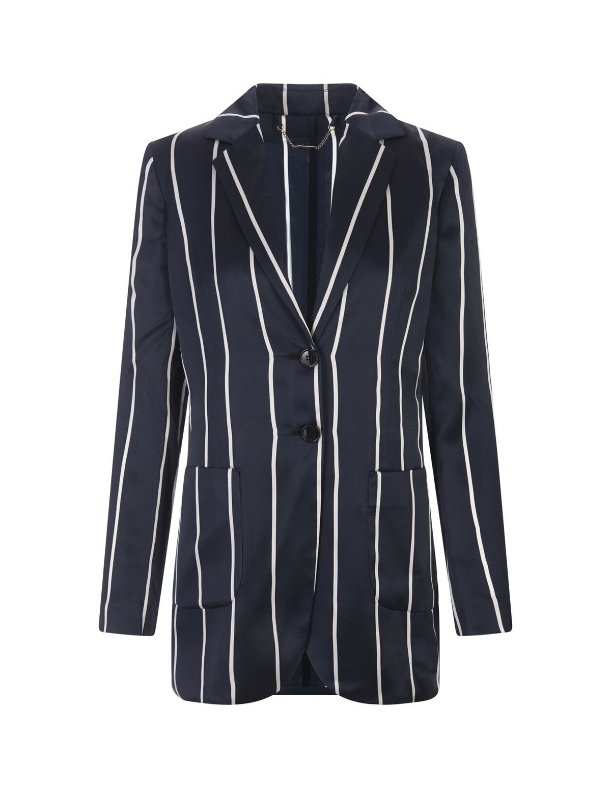 Kiton Blue Striped Silk Single-breasted Blazer