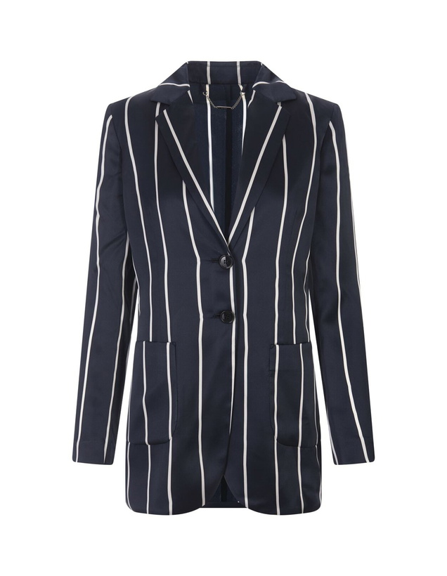 Photo: Kiton Blue Striped Silk Single-breasted Blazer