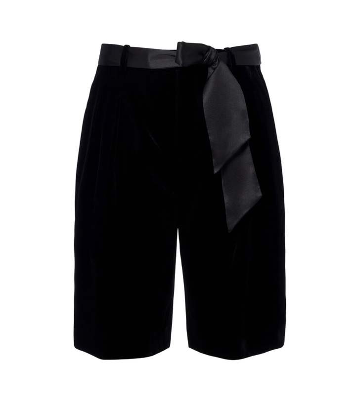 Photo: Saint Laurent Belted velvet Bermuda shorts