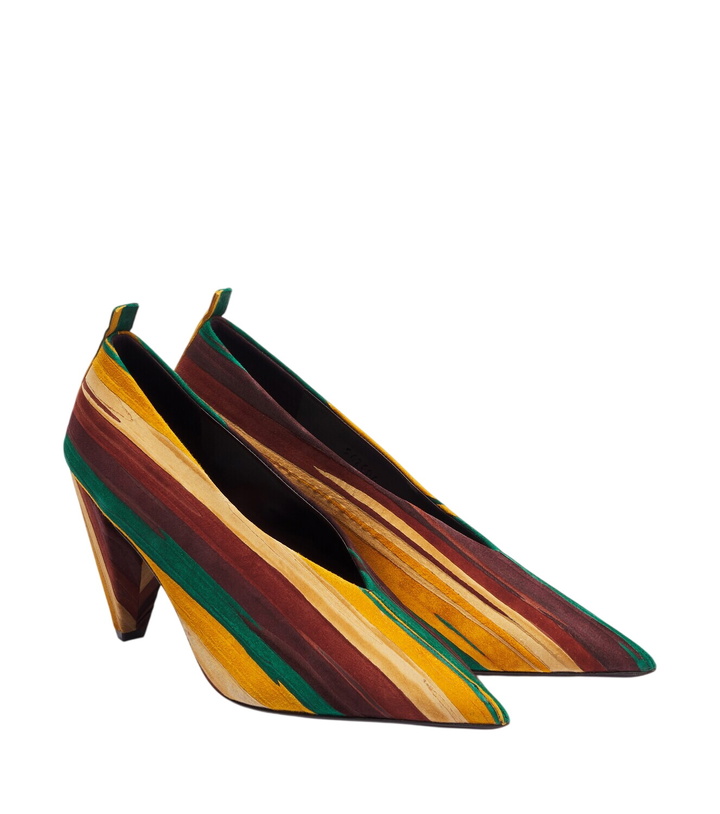 Photo: Loewe Origami Cubic striped leather pumps