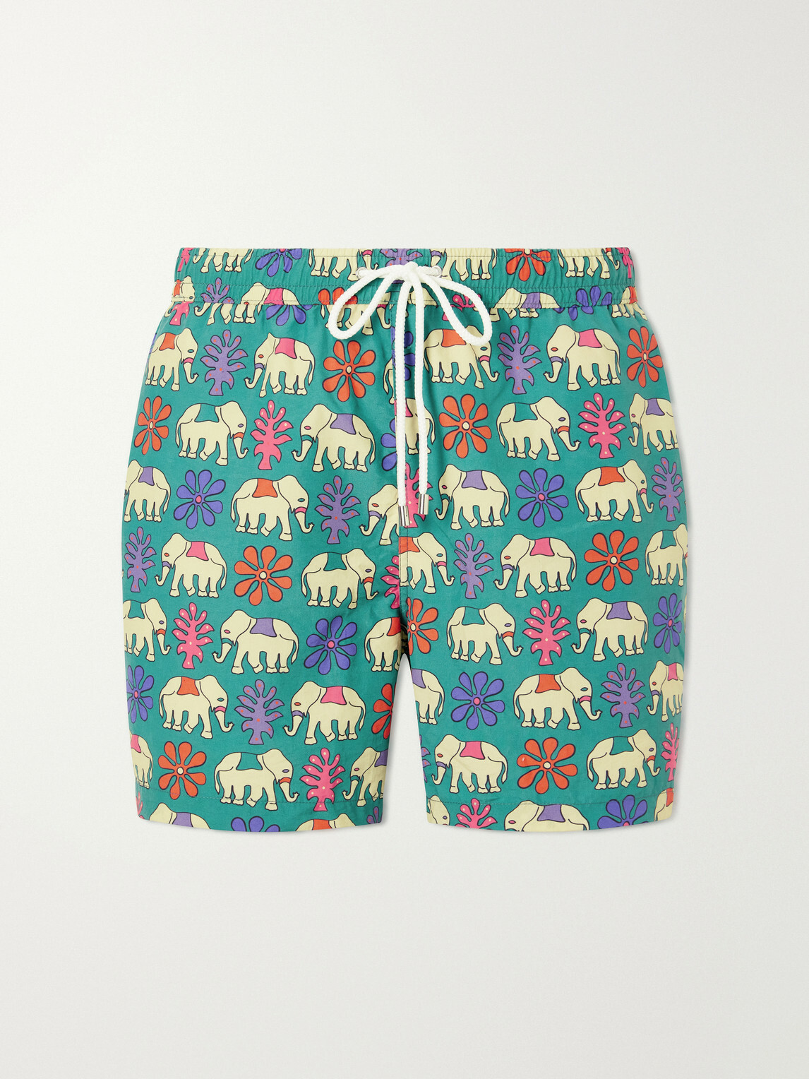 Drake's - Straight-Leg Mid-Length Printed Swim Shorts - Green